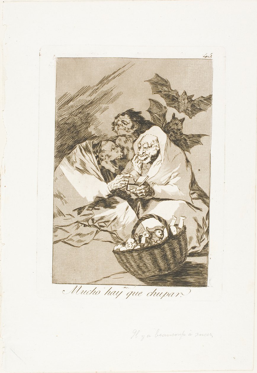 Hay mucho que chupar, lámina 45 de Los Caprichos de Francisco Jose de Goya y Lucientes