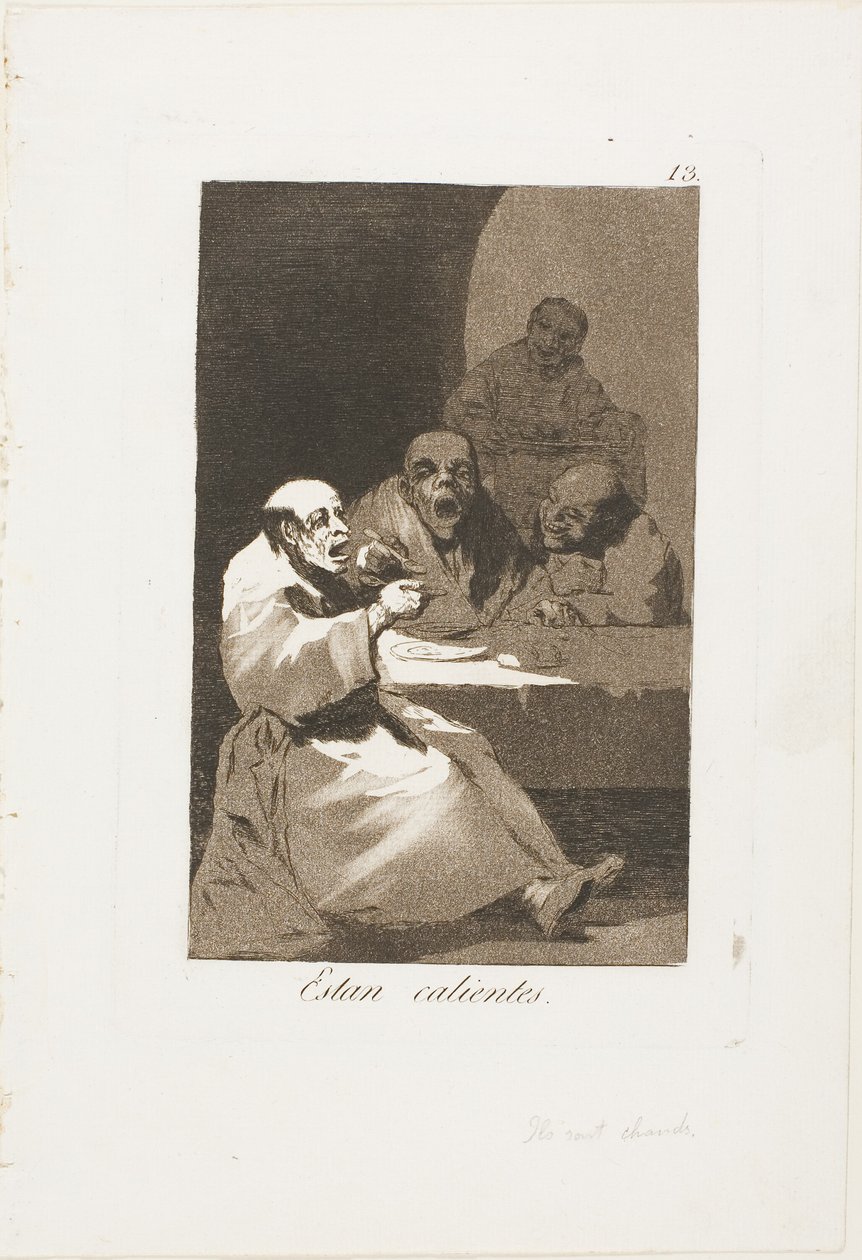 Están calientes, placa 13 de Los Caprichos de Francisco Jose de Goya y Lucientes
