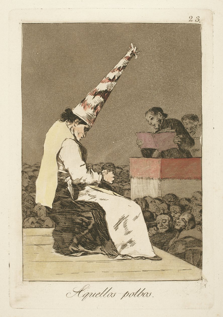 Esos motas de polvo, Lámina 23 de "Los Caprichos" de Francisco de Goya