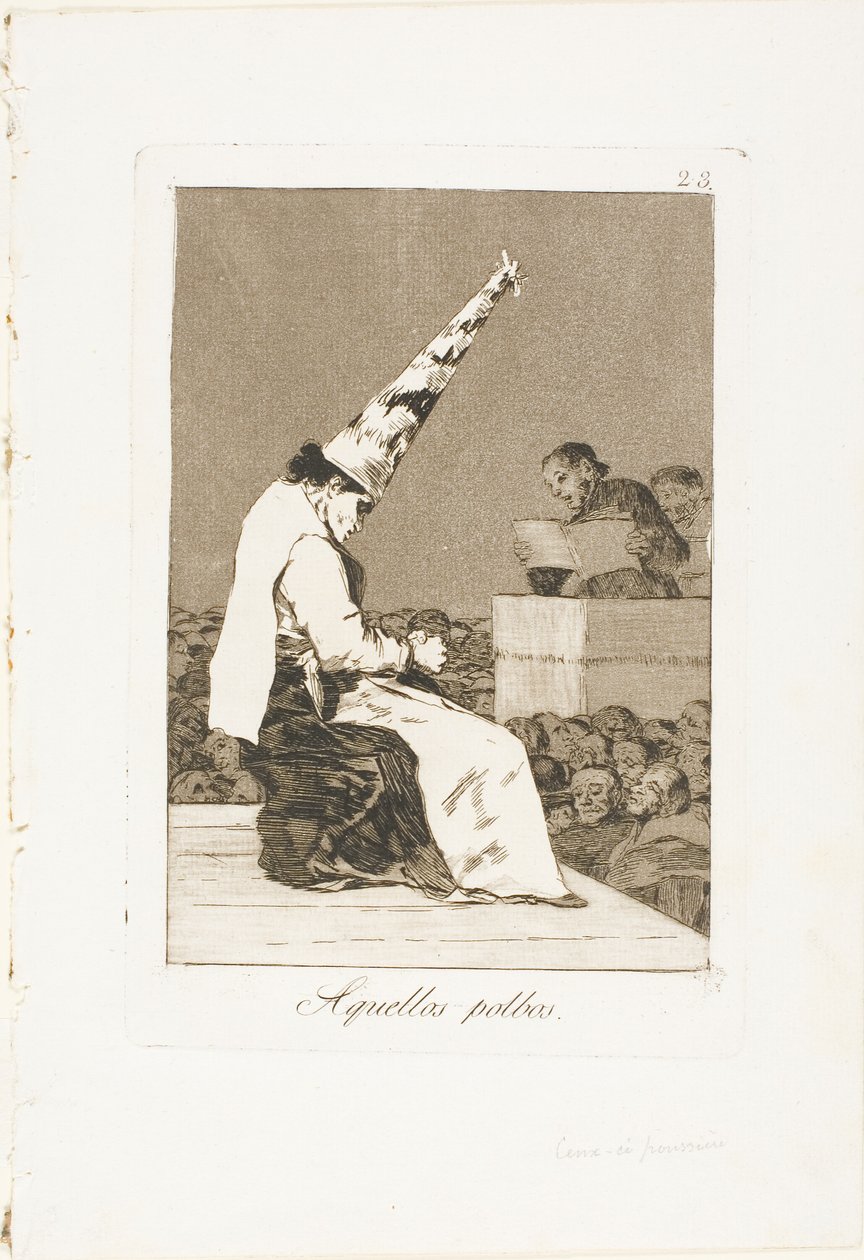 Esas motas de polvo, lámina 23 de Los Caprichos de Francisco Jose de Goya y Lucientes