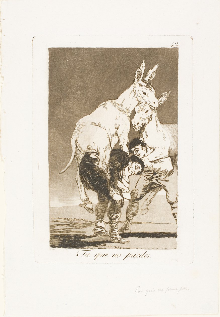 Tú que no puedes, lámina 42 de Los Caprichos de Francisco Jose de Goya y Lucientes