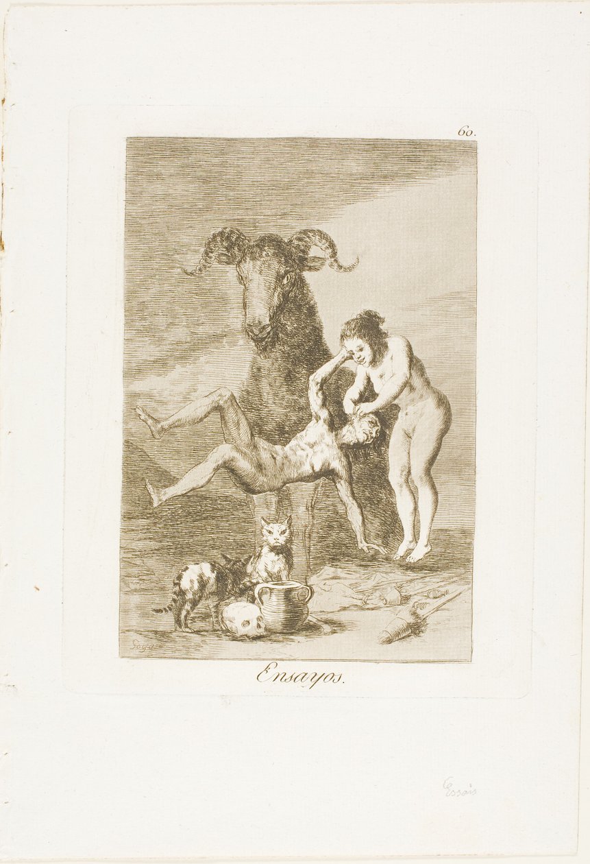 Pruebas, lámina 60 de Los Caprichos de Francisco Jose de Goya y Lucientes