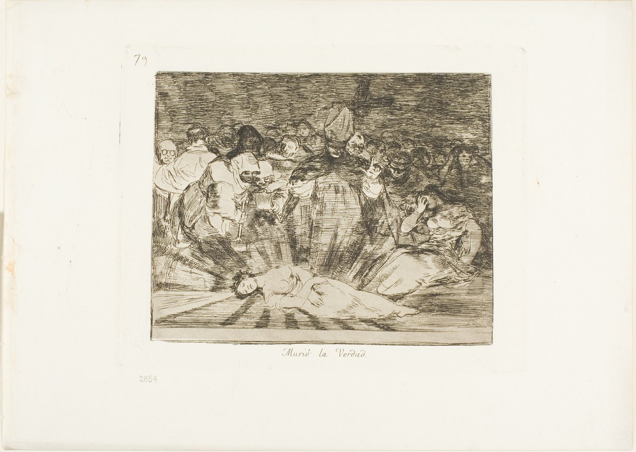 La verdad ha muerto, lámina 79 de Los desastres de la guerra de Francisco Jose de Goya y Lucientes