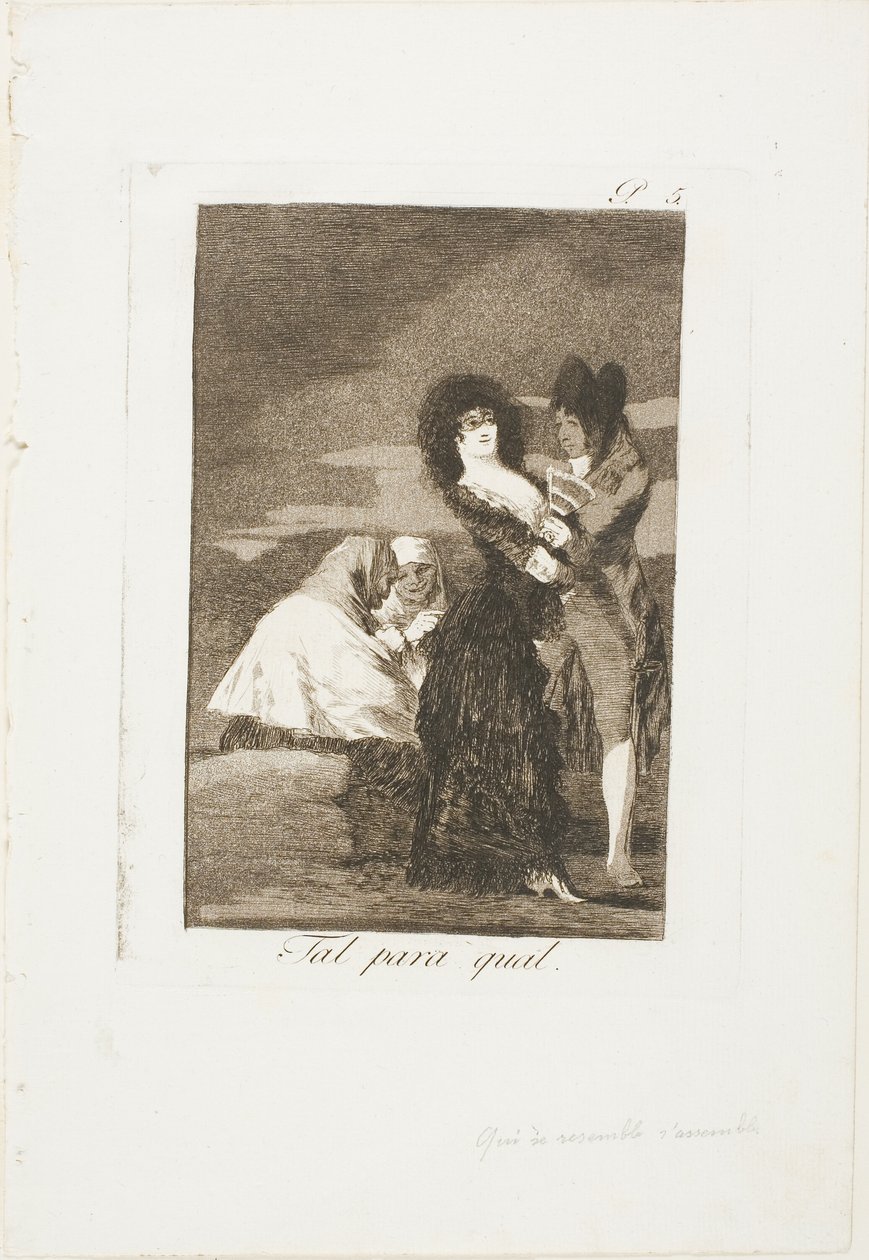 Dos de una Clase, placa cinco de Los Caprichos de Francisco Jose de Goya y Lucientes