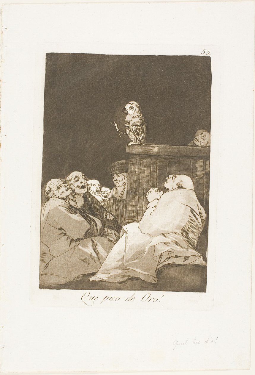 ¡Qué pico dorado!, lámina 53 de Los Caprichos de Francisco Jose de Goya y Lucientes