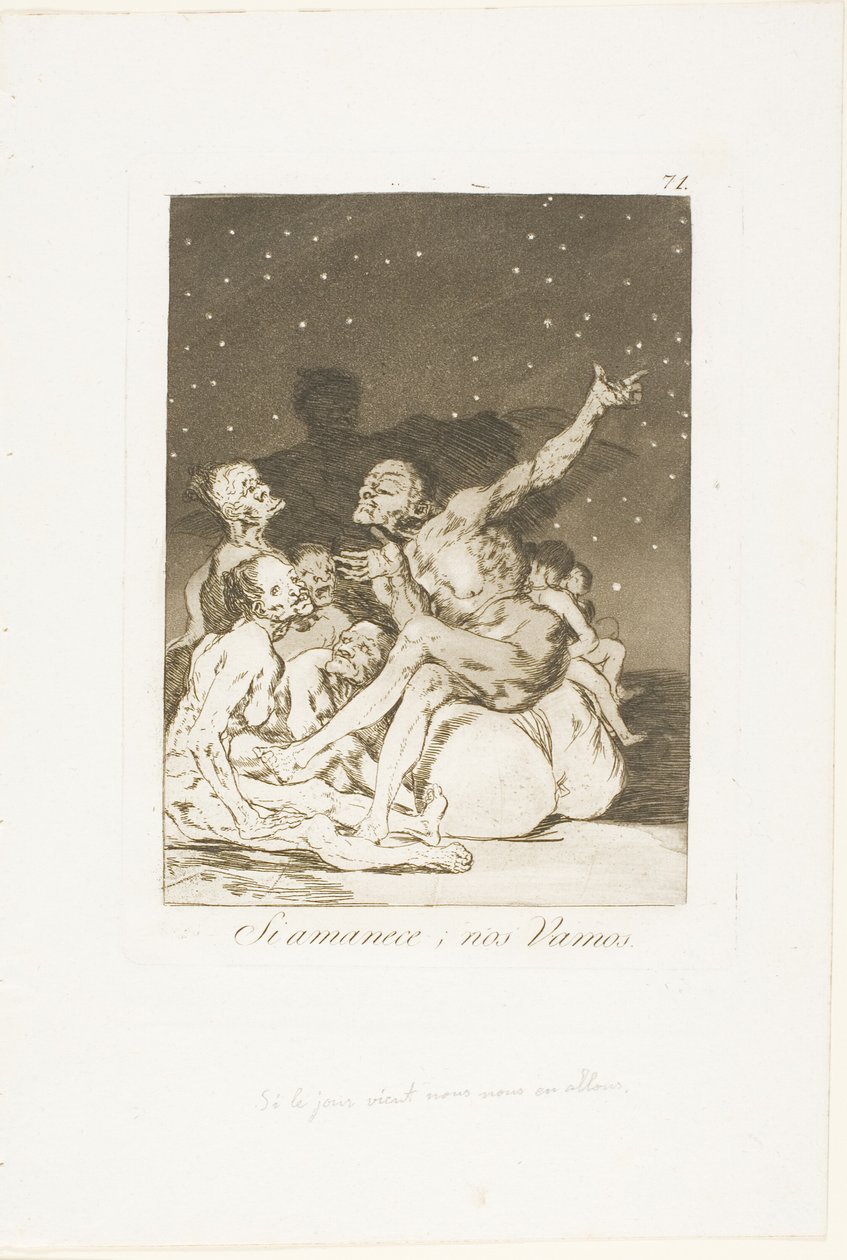 Cuando amanezca nos iremos, lámina 71 de Los Caprichos de Francisco Jose de Goya y Lucientes
