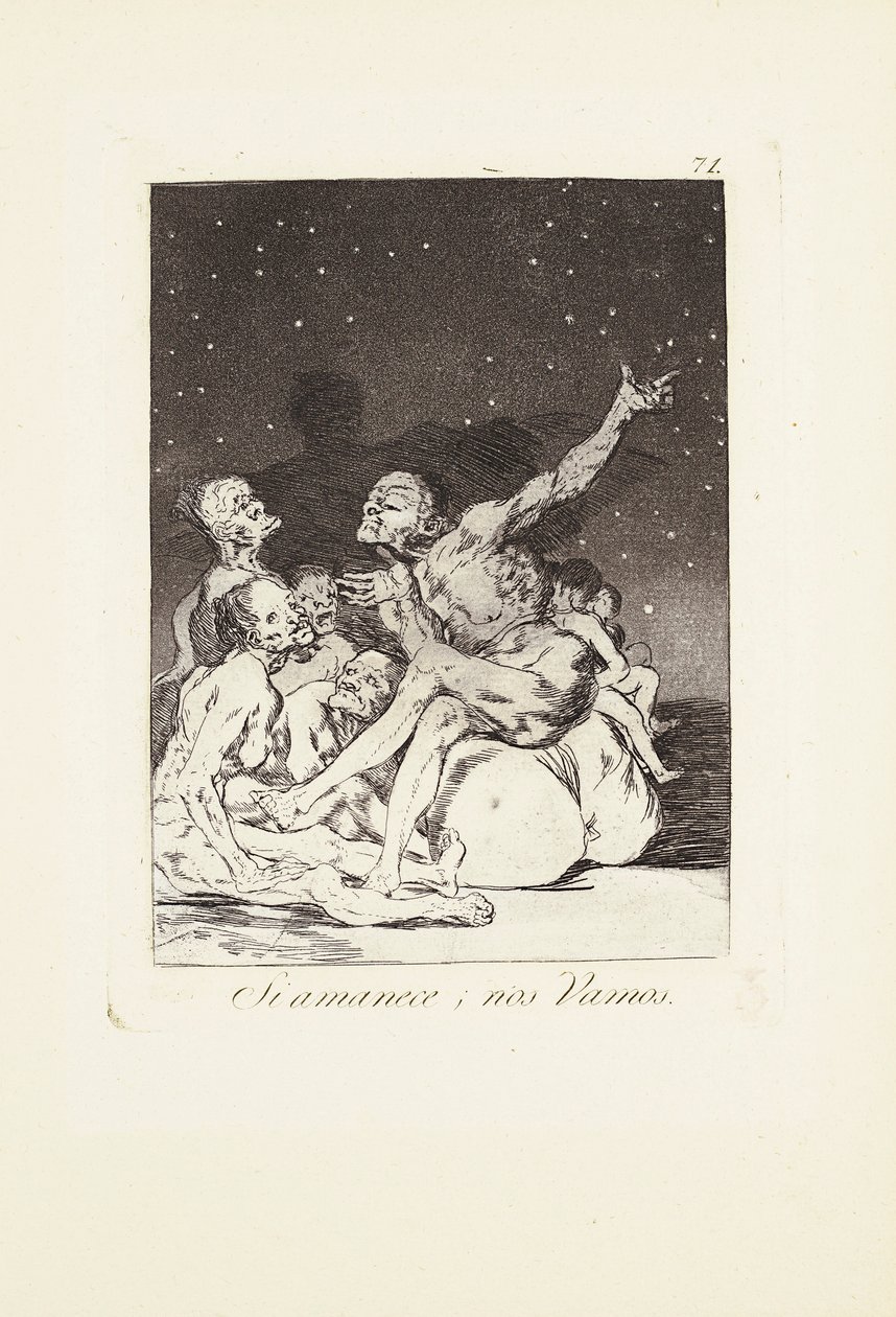 Si amanece; nos vamos, Placa 71 de: Los Caprichos de Francisco Jose de Goya y Lucientes