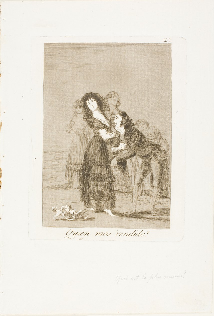 ¿Cuál de ellos está más vencido?, placa 27 de Los Caprichos de Francisco Jose de Goya y Lucientes