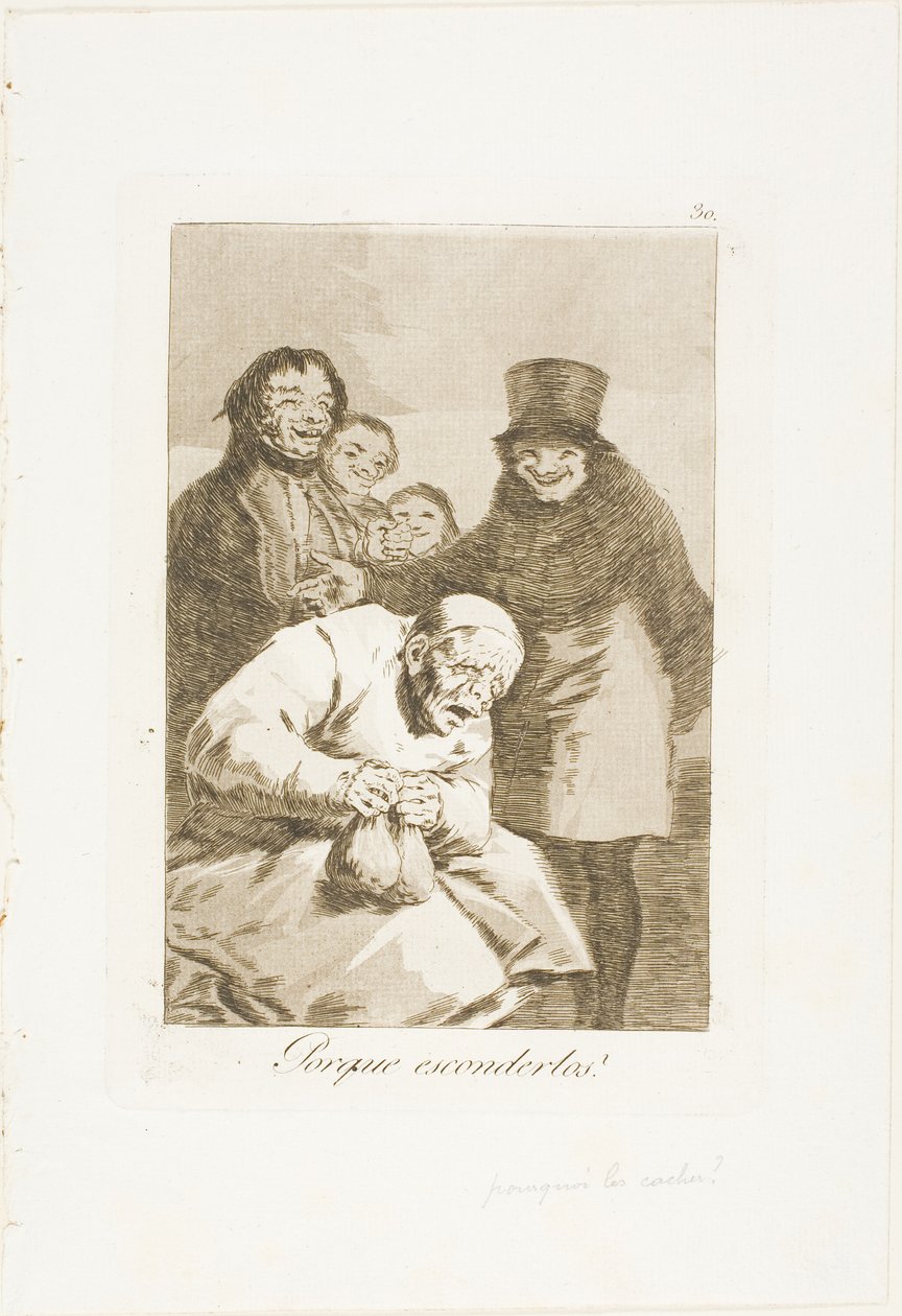 ¿Por qué esconderlos?, lámina 30 de Los Caprichos de Francisco Jose de Goya y Lucientes