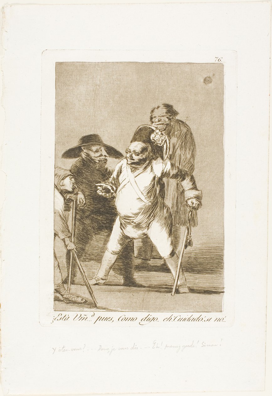 ¿Entiendes? ... bueno, como digo... ¡eh! ¡Cuidado! de lo contrario..., placa 76 de Los Caprichos de Francisco Jose de Goya y Lucientes
