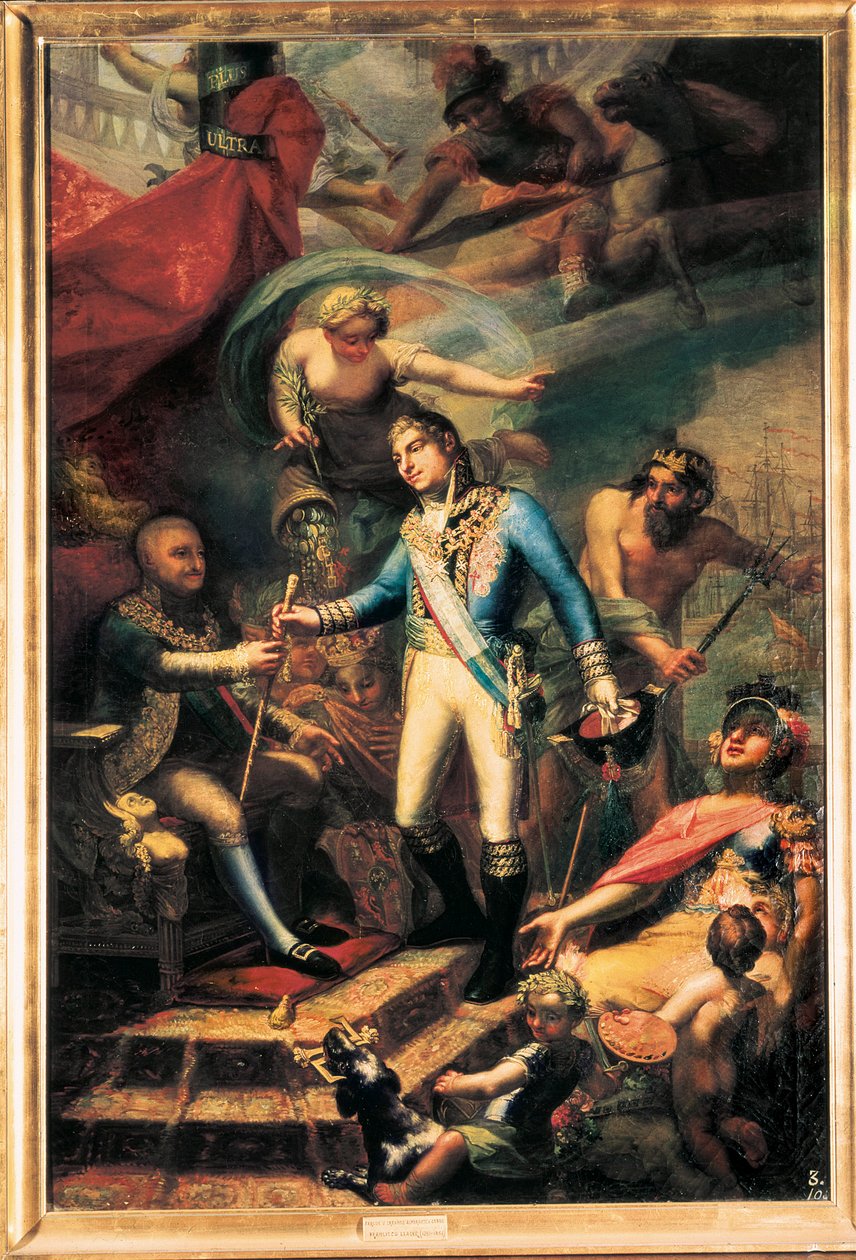 Carlos IV de España (1748-1819) nombrando a Manuel Godoy (1767-1851) Almirante de la Armada de Francisco Llacer y Valdermont