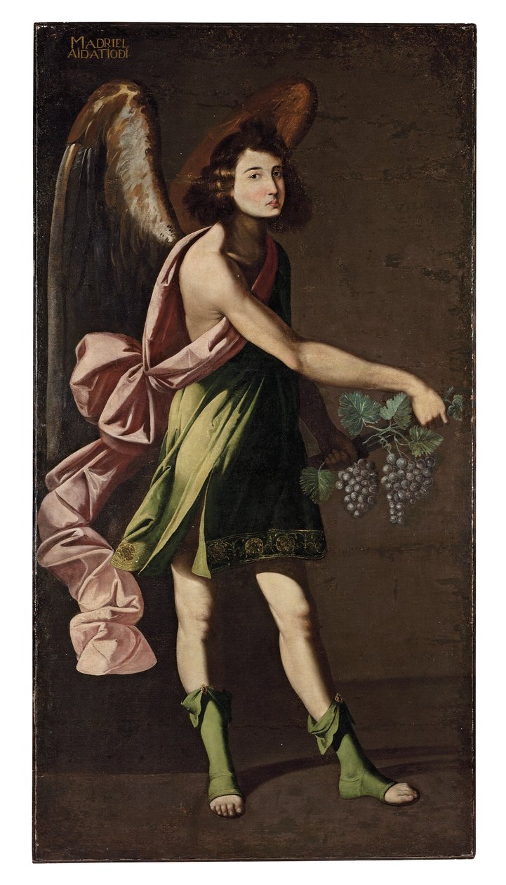Una alegoría de la Eucaristía: Un ángel llevando uvas de Francisco Polanco