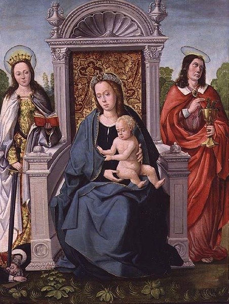 Madonna y el Niño con Santa Catalina y San Juan Evangelista de Francisco de (attr. to) Comontes