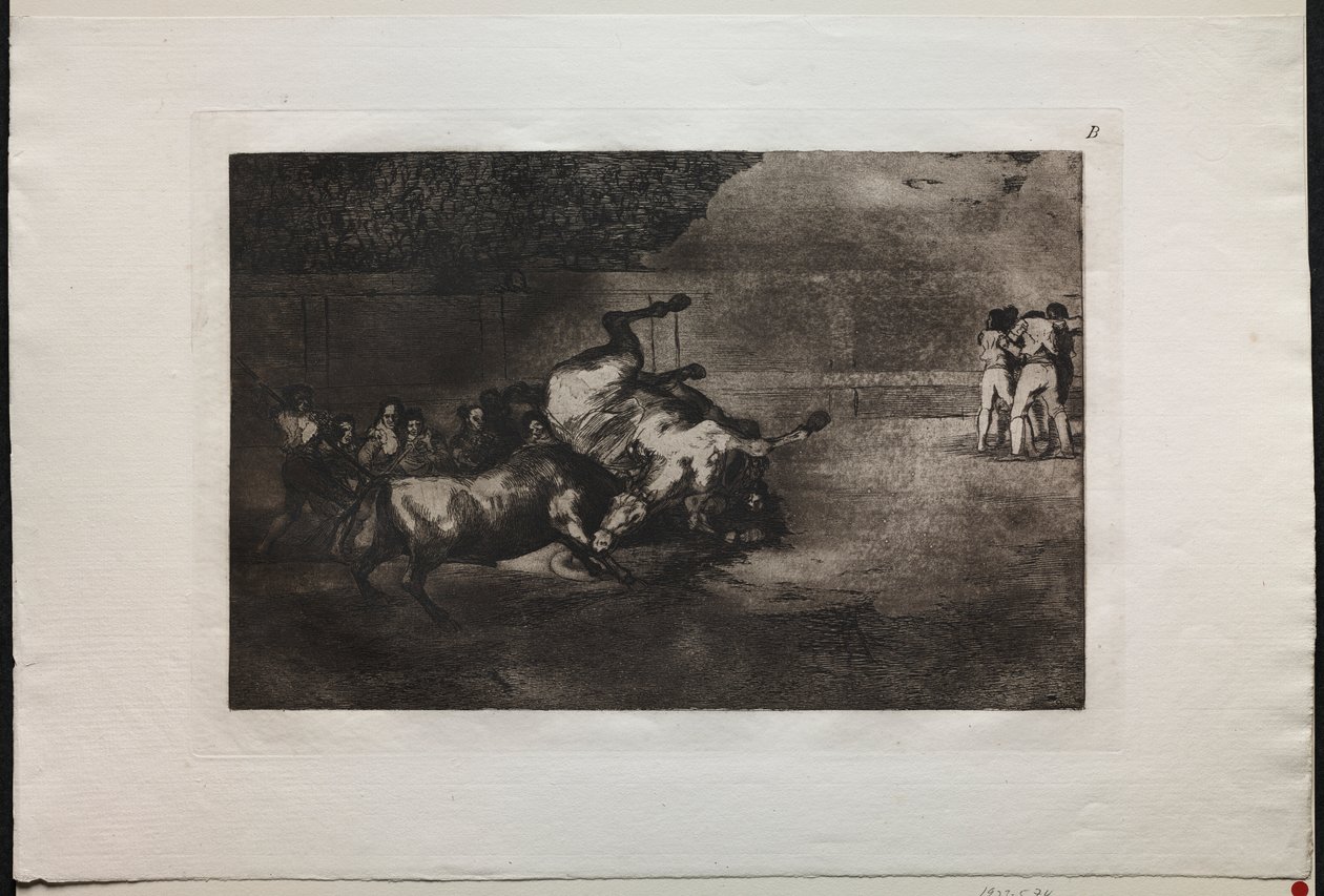 Corridas de toros: Un caballo arrojado por el toro de Francisco de Goya