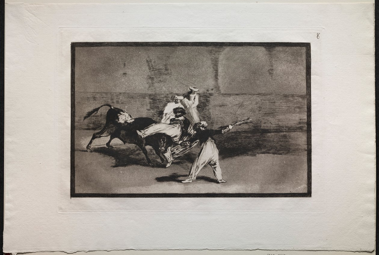 Corridas de Toros: Un Moro Atrapado por un Toro en el Ruedo, 1876 de Francisco de Goya