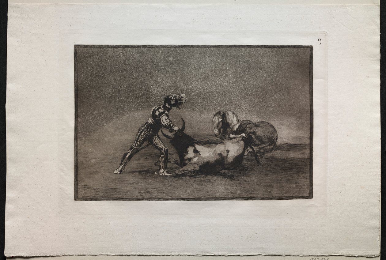 Corridas de toros: Un caballero español mata al toro después de haber perdido su caballo, 1876 de Francisco de Goya