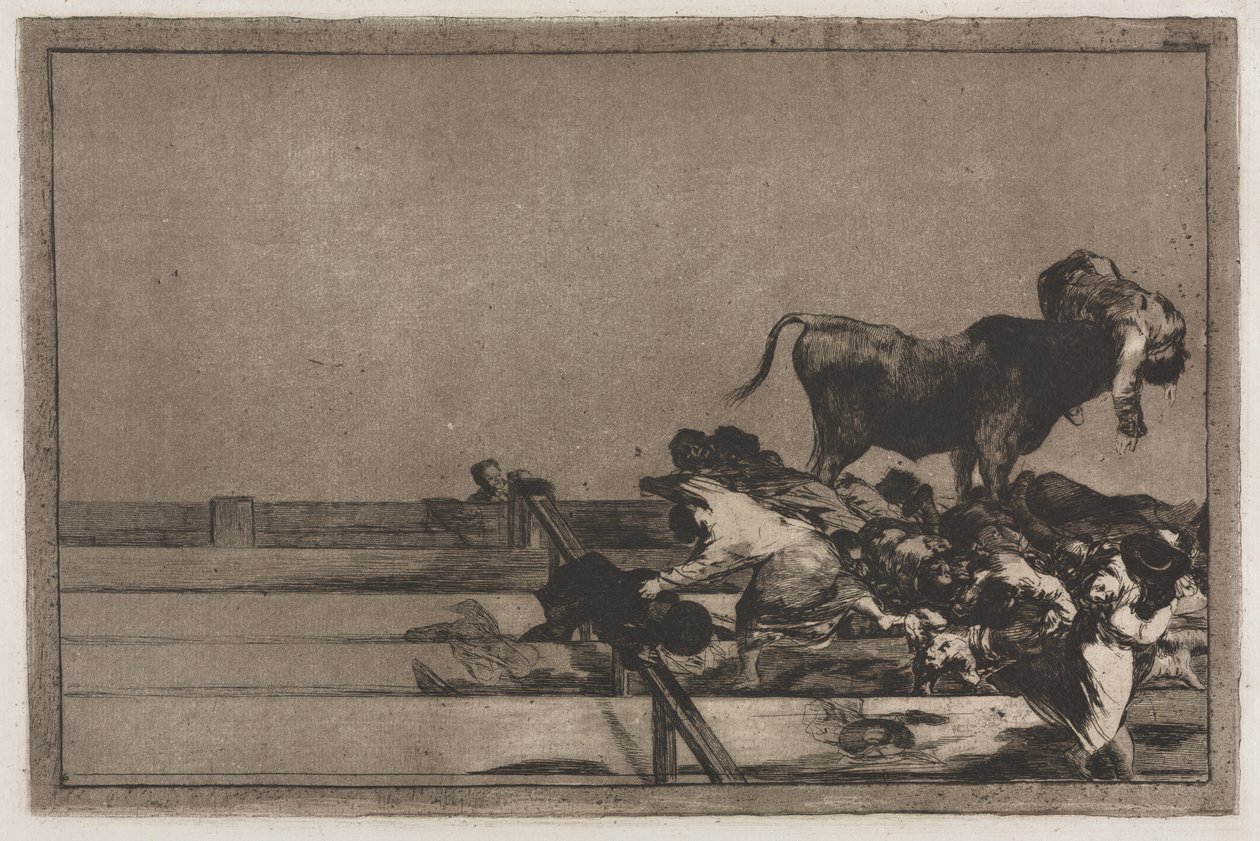 Corridas de toros: Acontecimientos terribles en las primeras filas del ruedo en Madrid y muerte del alcalde de Torrejón de Francisco de Goya