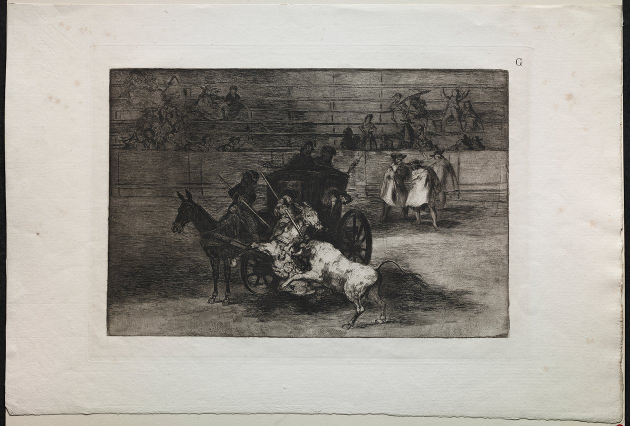 Corridas de toros: Lucha en un carruaje tirado por dos mulas de Francisco de Goya