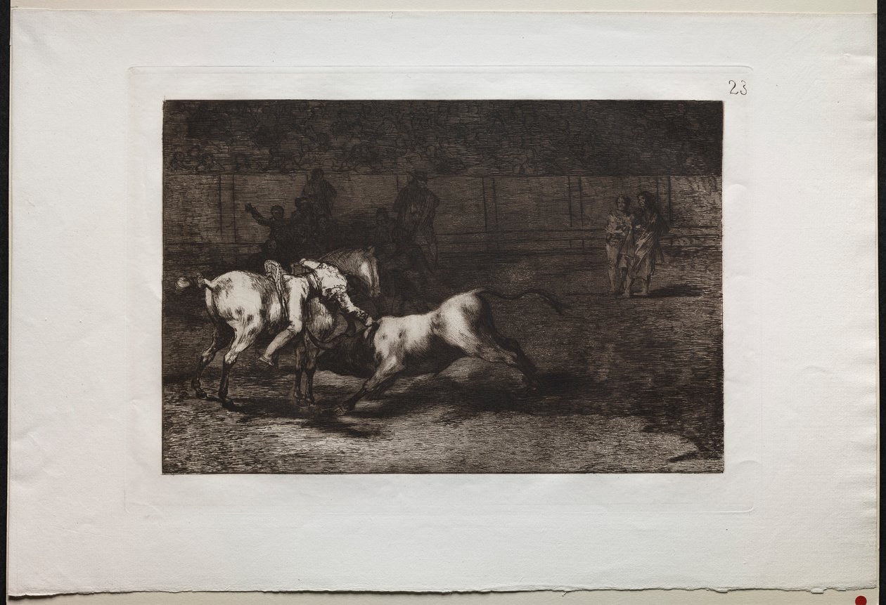 Corridas de toros: Mariano Ceballos, alias el Indio, mata al toro desde su caballo, 1876 de Francisco de Goya