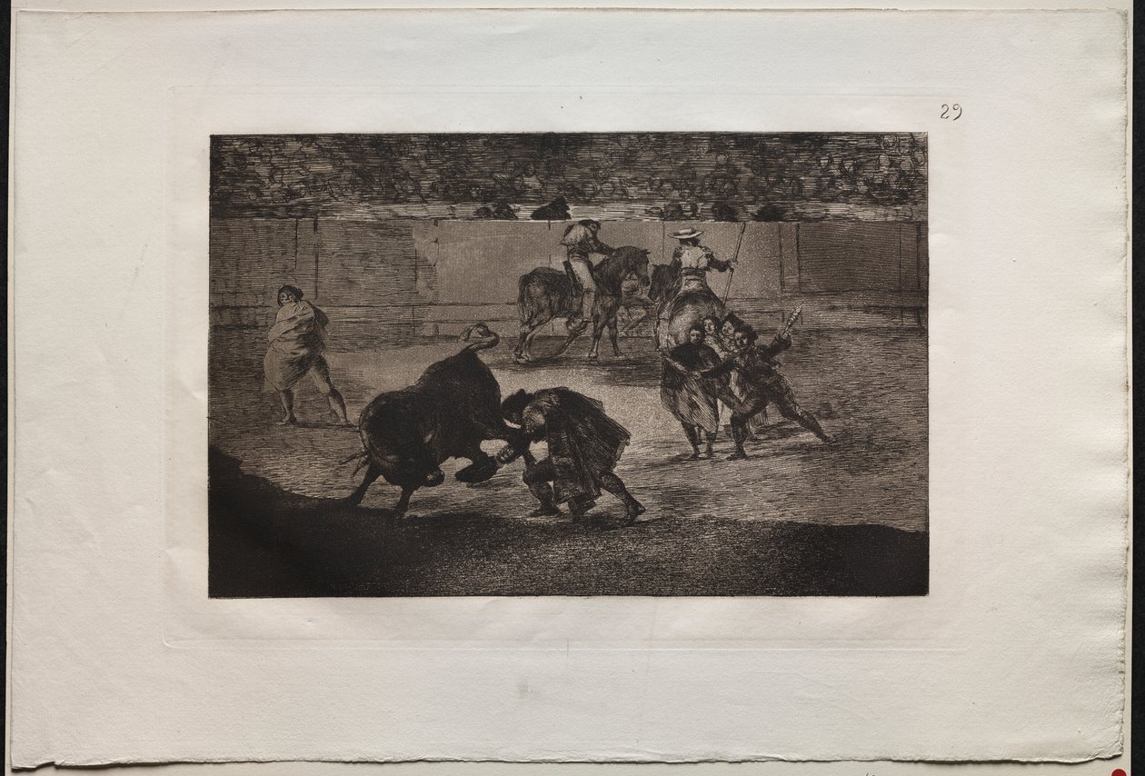 Corridas de toros: Pepe Illo haciendo el pase del "Recorte" de Francisco de Goya