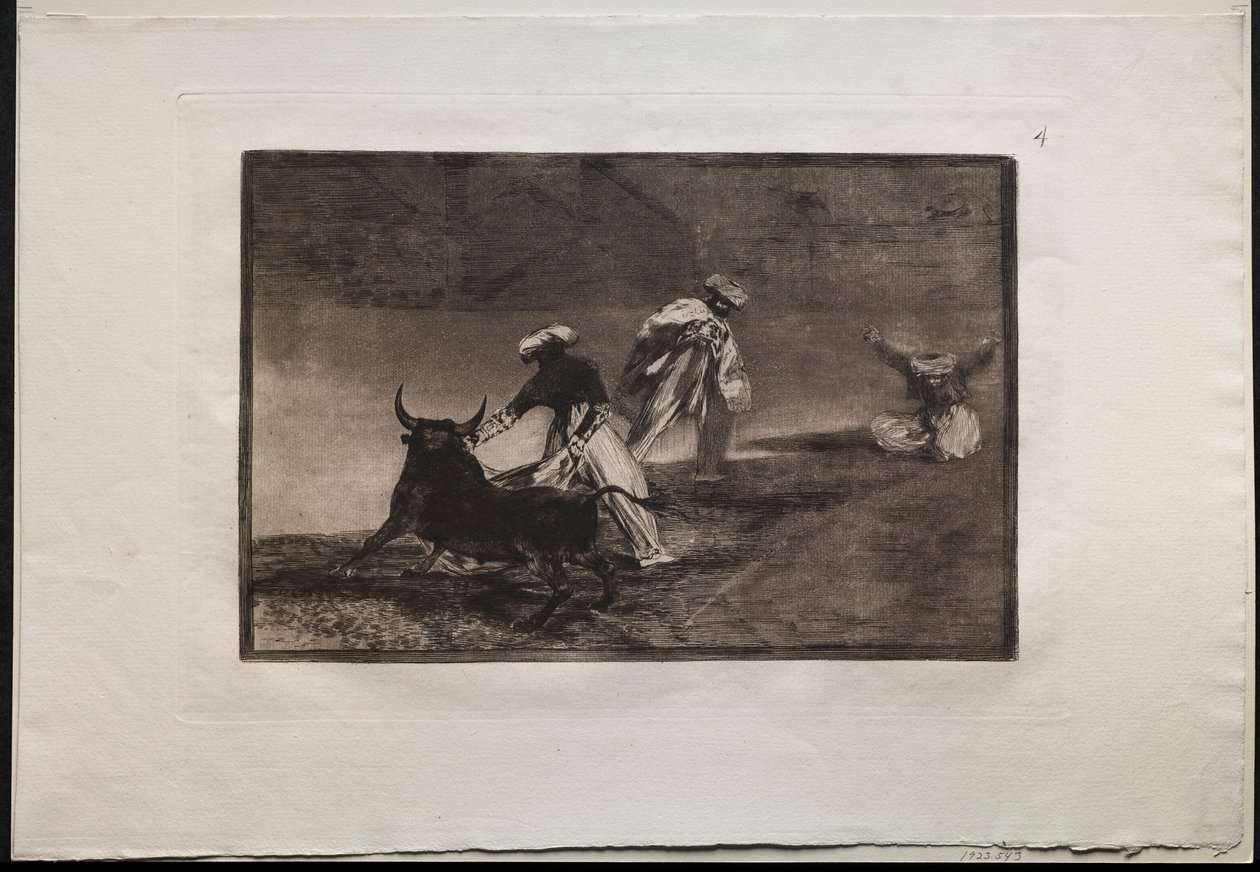 Corridas de toros: Juegan con otro con la capa en un recinto, 1876 de Francisco de Goya