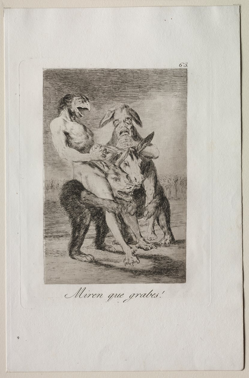 Caprichos: ¡Mira qué solemnes son! de Francisco de Goya