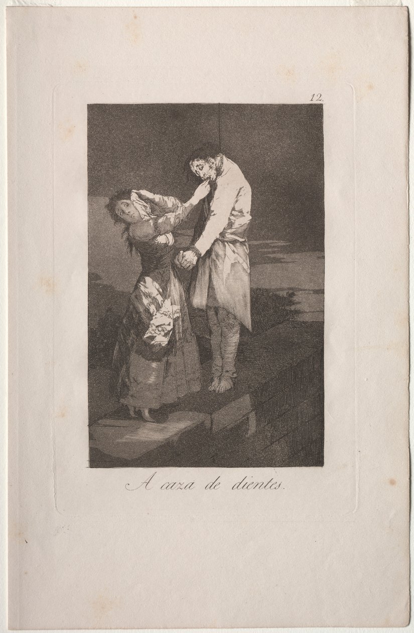 Caprichos: Cazando Dientes de Francisco de Goya