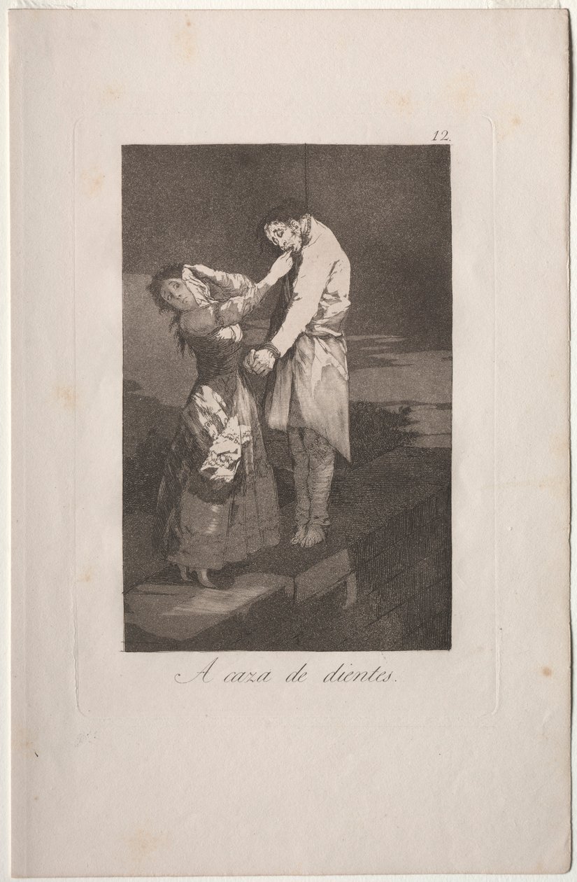 Caprichos: Cazando dientes de Francisco de Goya