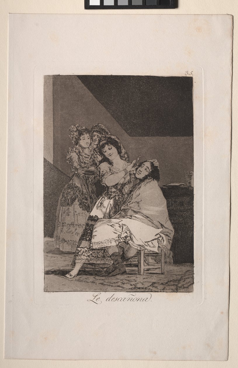 Caprichos: Ella lo despluma de Francisco de Goya