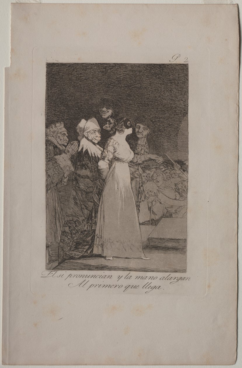Caprichos: Dicen, "Sí" y dan su mano al primero que llega. de Francisco de Goya