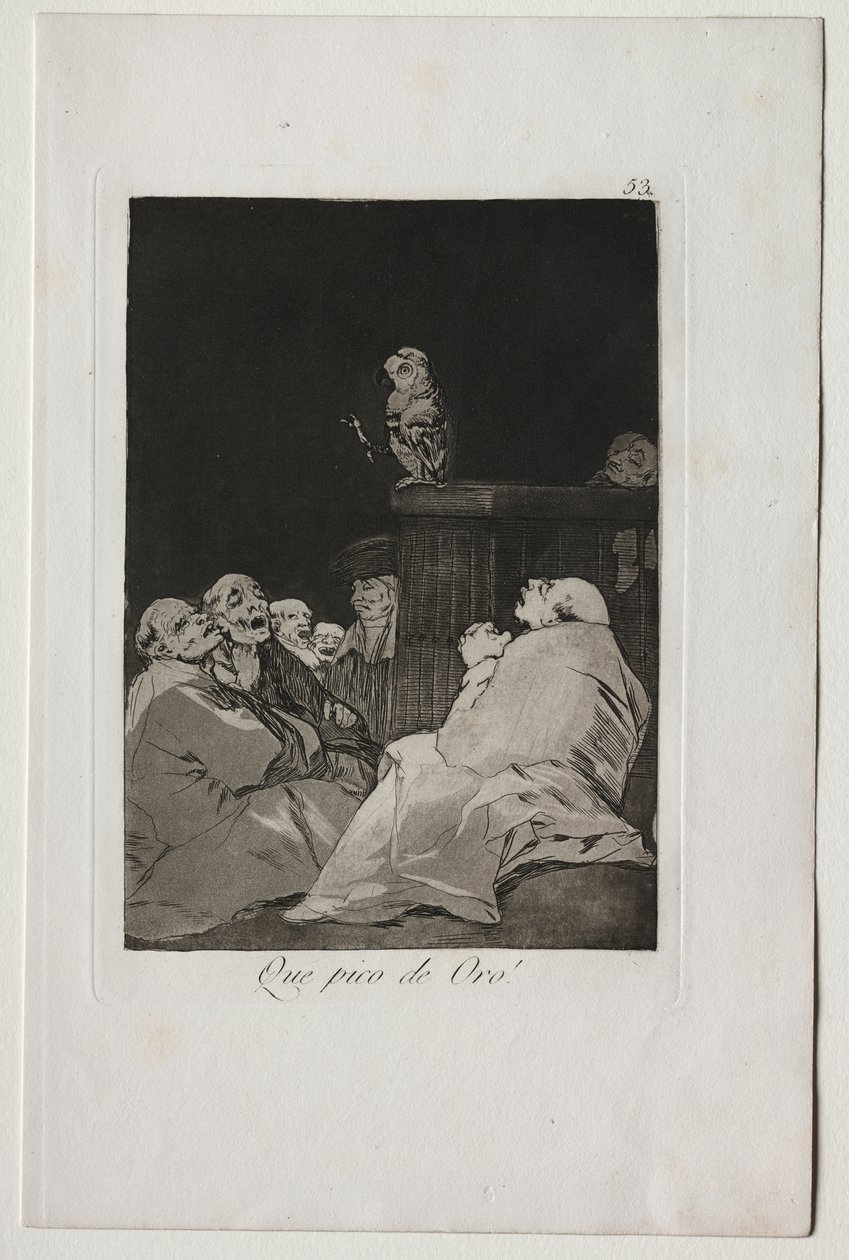 Caprichos: ¡Qué pico de oro! de Francisco de Goya