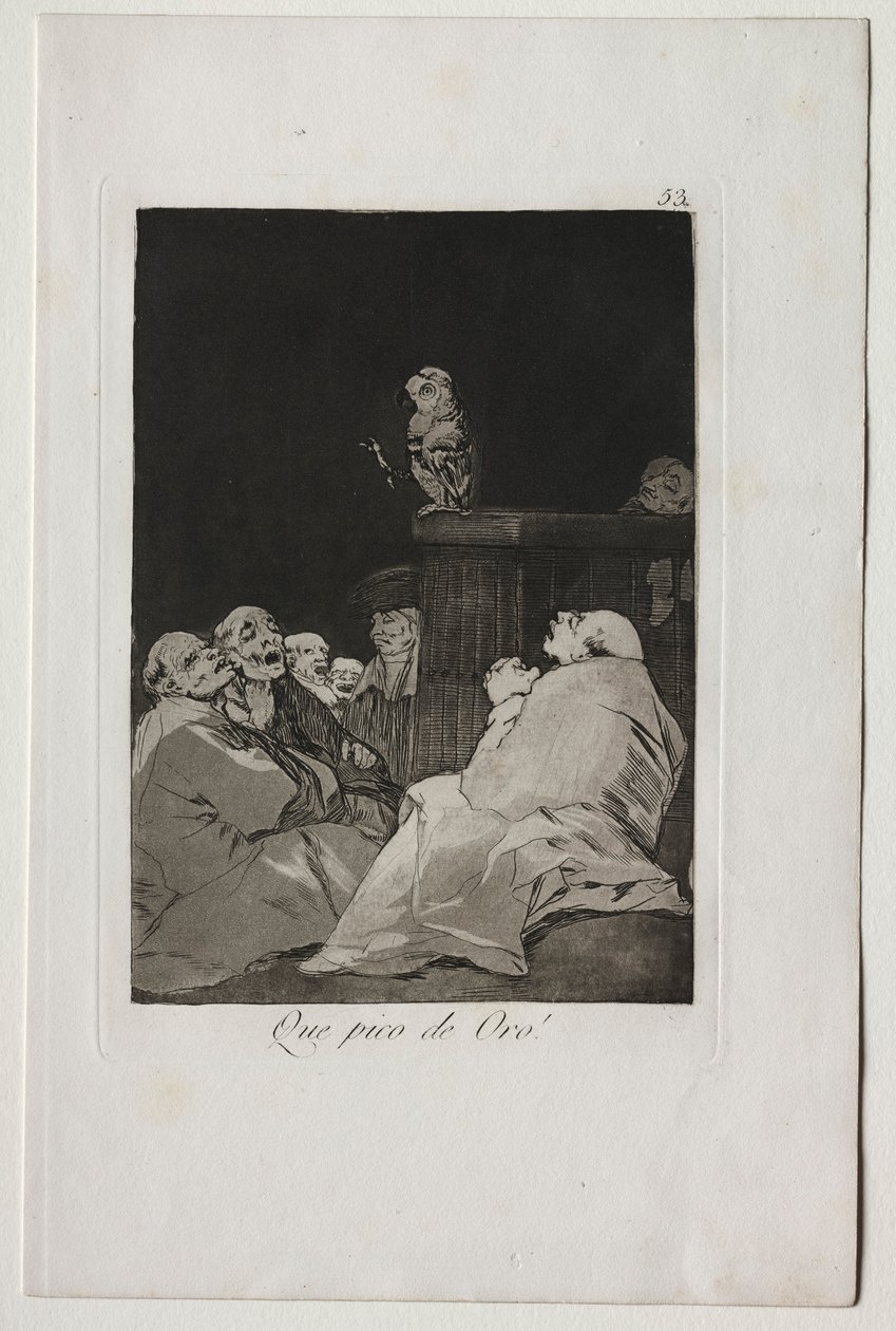 Caprichos: ¡Qué pico de oro! de Francisco de Goya