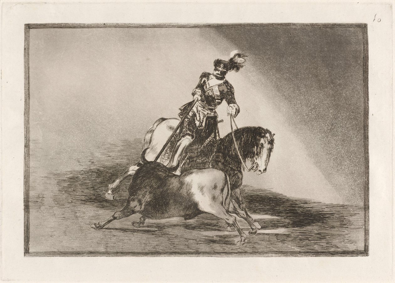 Carlos V. lanceando un toro en la plaza de Valladolid de Francisco de Goya