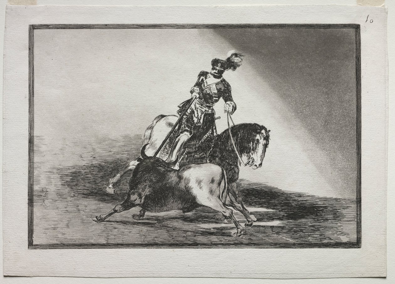Carlos V lanceando un toro en el ruedo de Valladolid, 1815-1816 de Francisco de Goya