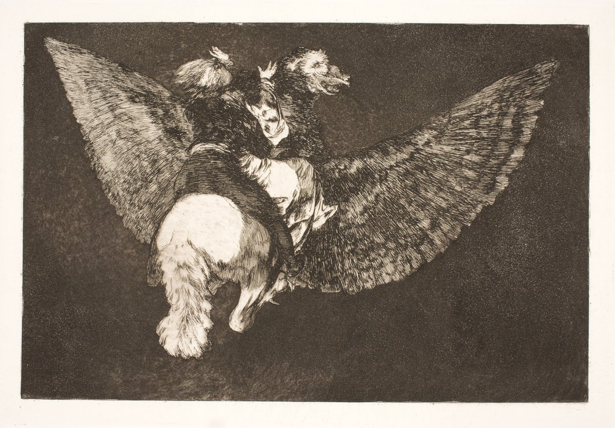 La locura voladora (Renuncia al amigo que te oculta bajo sus alas y te muerde con su pico) de Francisco de Goya