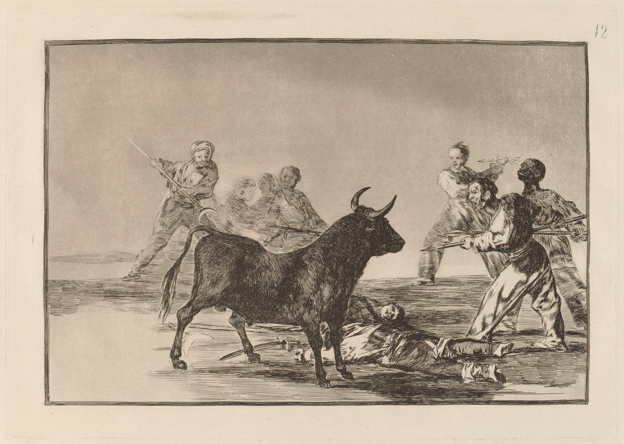 Desjarrete de la canalla con lanzas, medias-lunas, banderillas y otras armas de Francisco de Goya