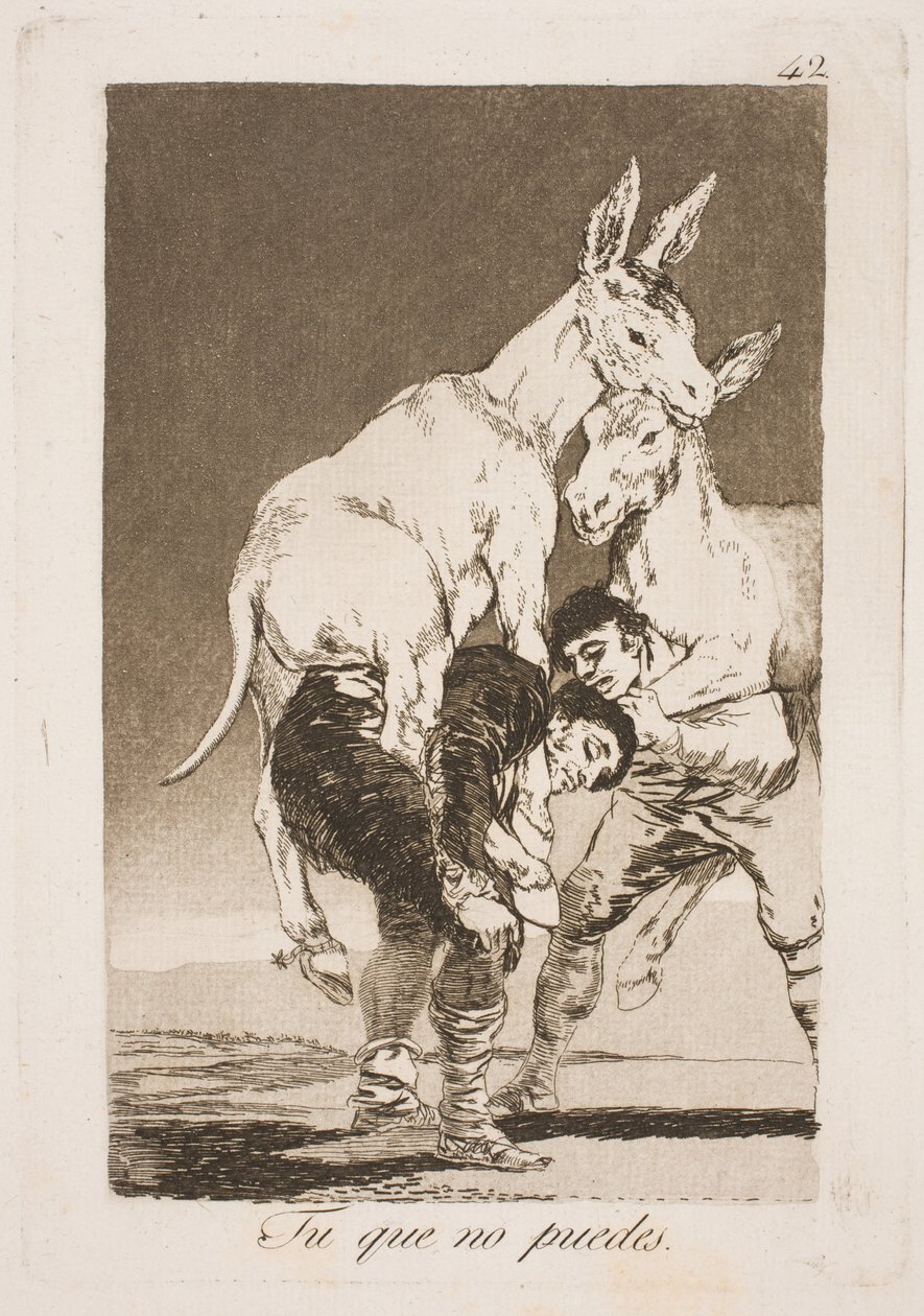 Tú que no puedes, debes llevarme en tu espalda de Francisco de Goya