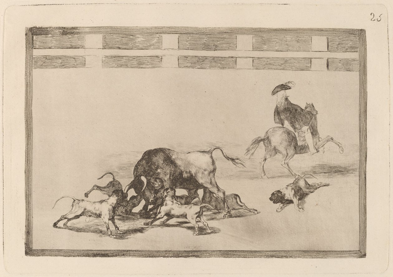 Echan perros al toro de Francisco de Goya
