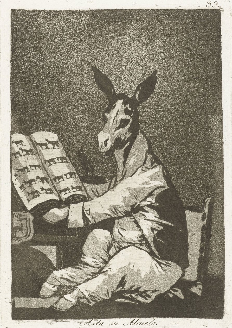 como su abuelo Asta su abuelo (título sobre objeto) Los Caprichos (título de la serie) Los caprichos de Francisco de Goya