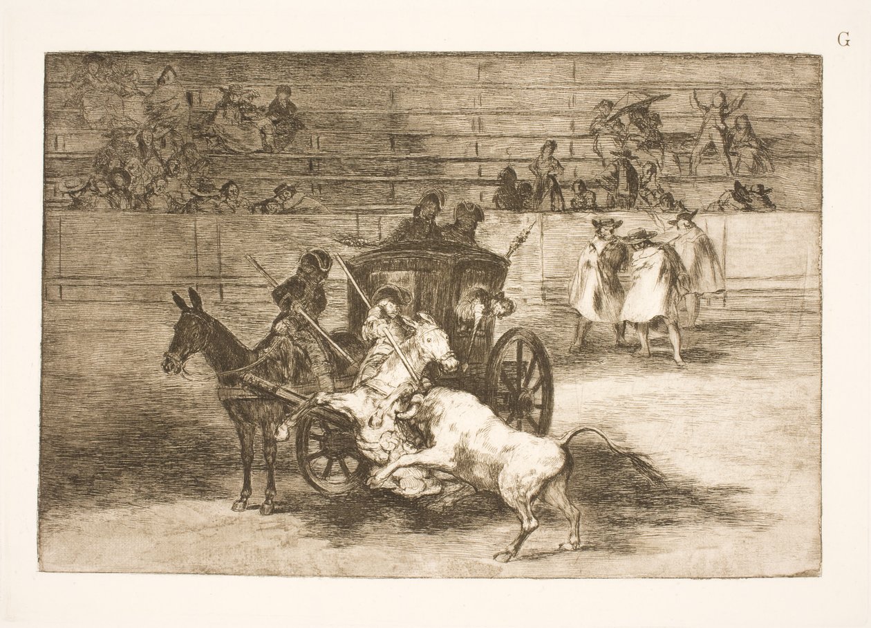 Lucha desde un carro tirado por dos burros de Francisco de Goya