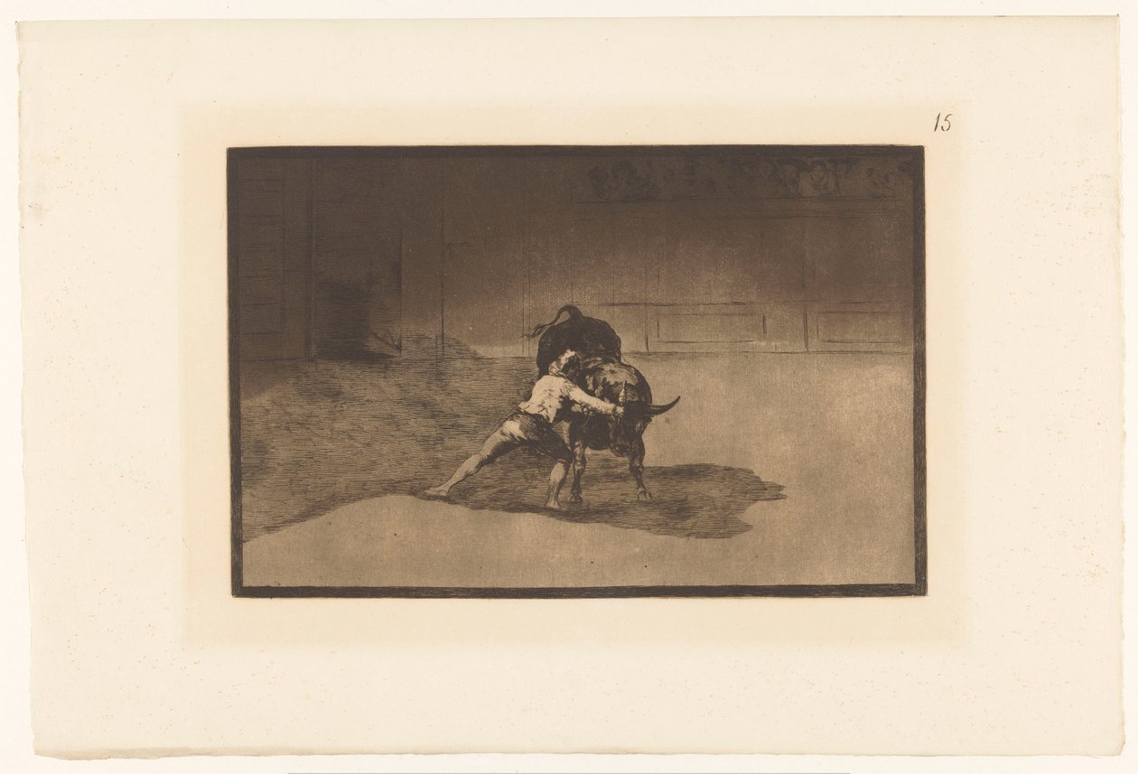 Martincho in gevecht met een stier El famoso Martincho poniendo banderillas al quiebro Stierengevechten (series title) La Taureaumachie (series title) La Tauromaquia (series title) de Francisco de Goya