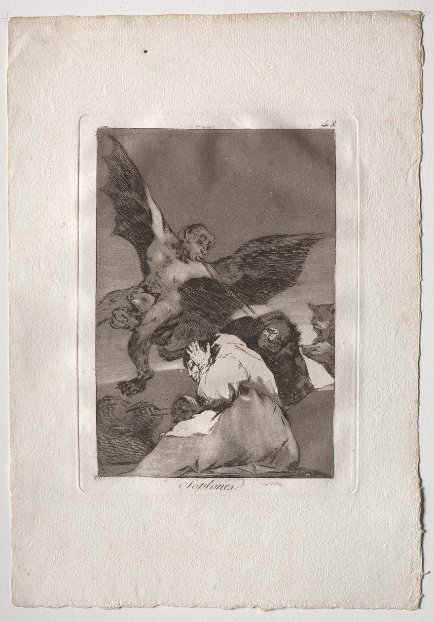 Ochenta Caprichos: Cuentistas-Ráfagas de viento, 1793-1798 de Francisco de Goya