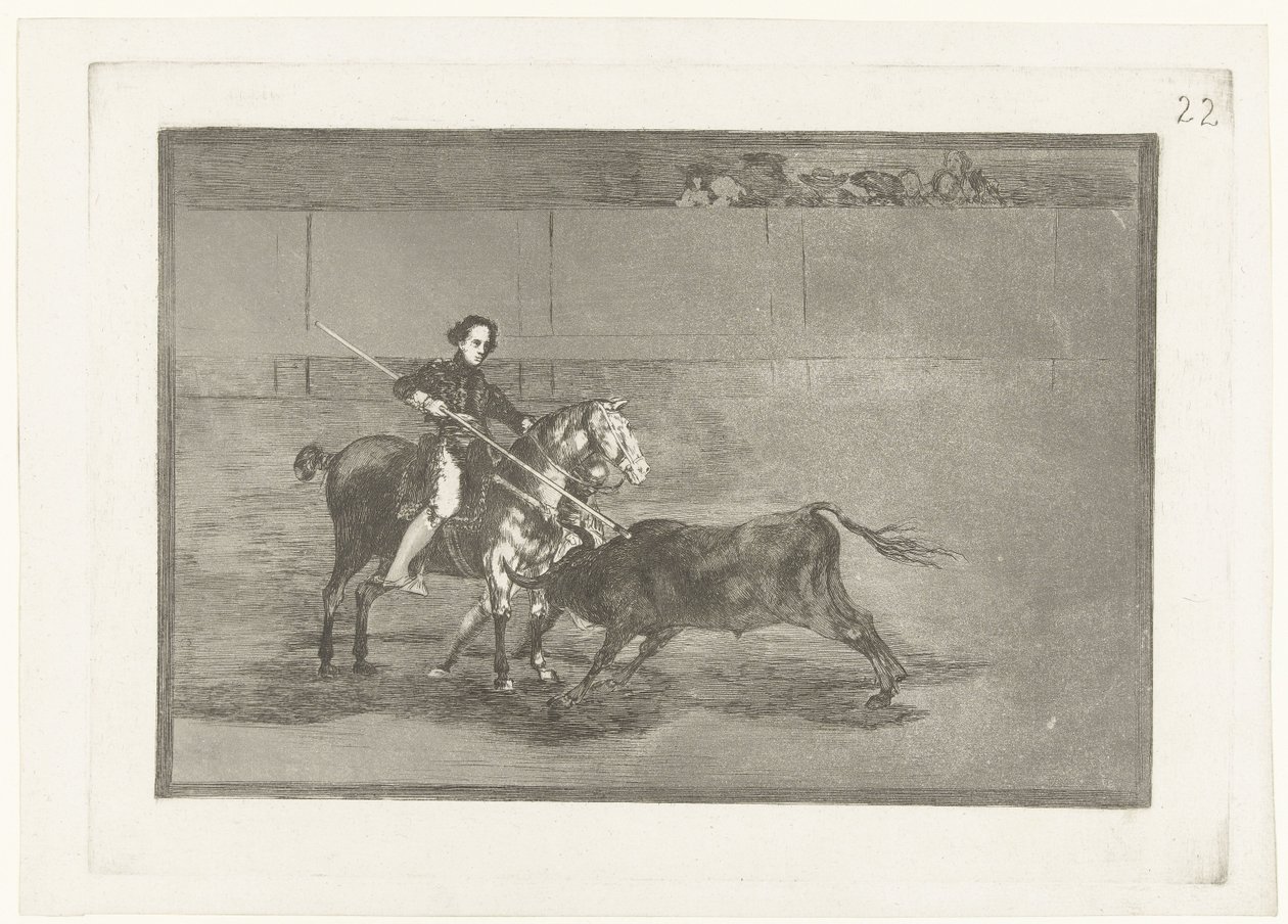 Pajuelera in de arena van Zaragosa Valor varonil de la célebre Pajuelera en la de Zaragoza La Tauromaquia (series title) Stierenvechten (series title) de Francisco de Goya