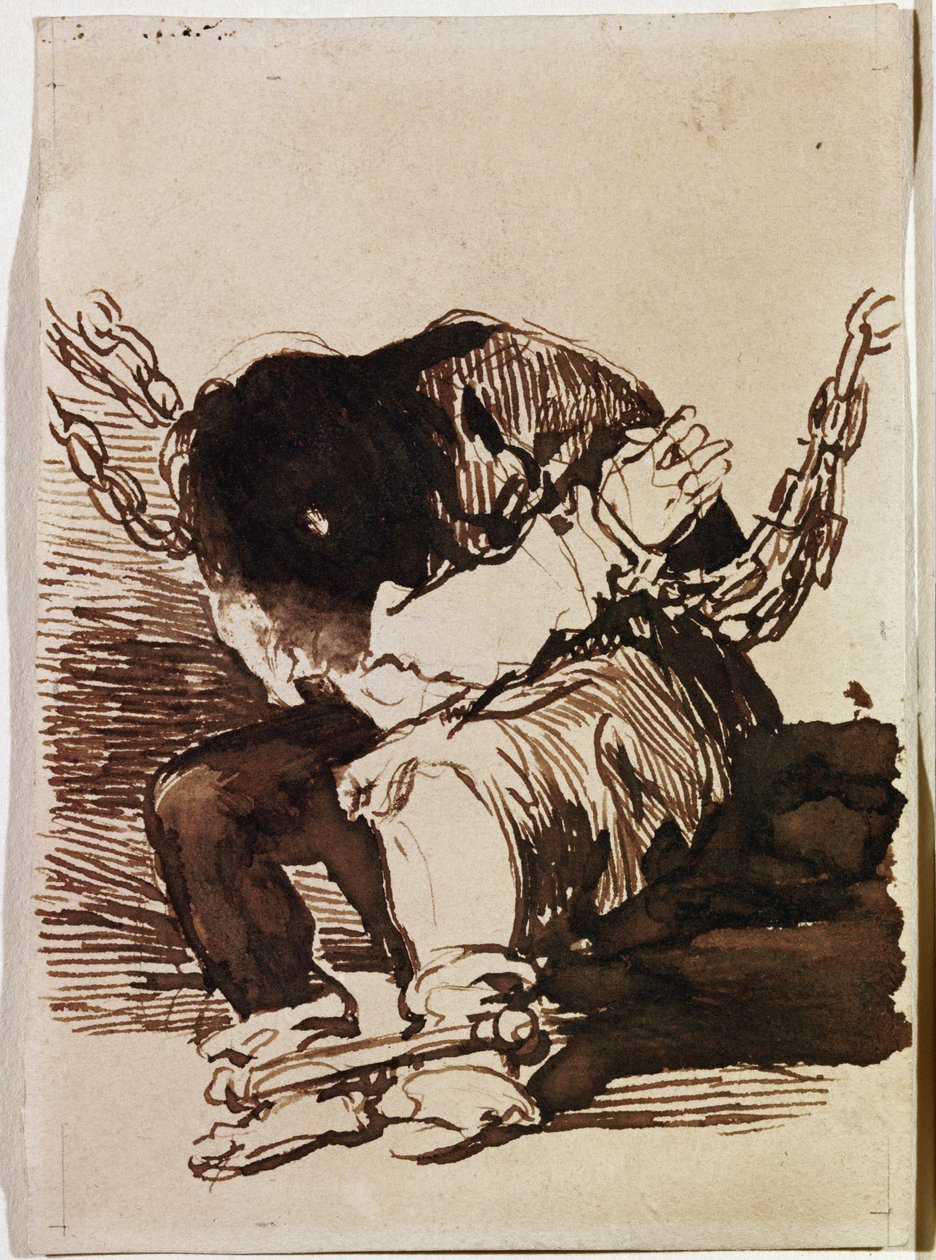Prisionero encadenado sentado de Francisco de Goya