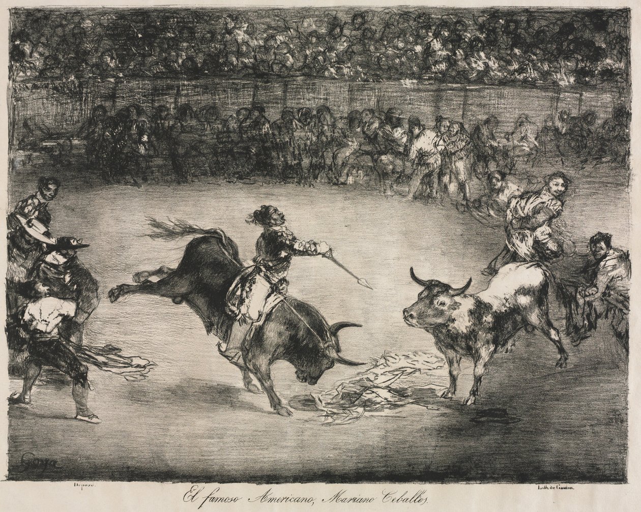 Los toros de Burdeos: El famoso americano, Mariano Ceballos, 1825 de Francisco de Goya