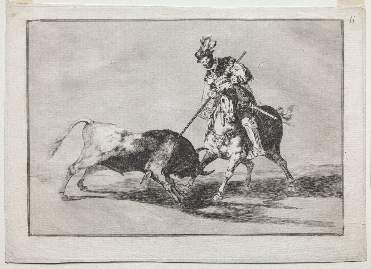 El Cid Campeador Lanza Otro Toro, 1815-1816 de Francisco de Goya