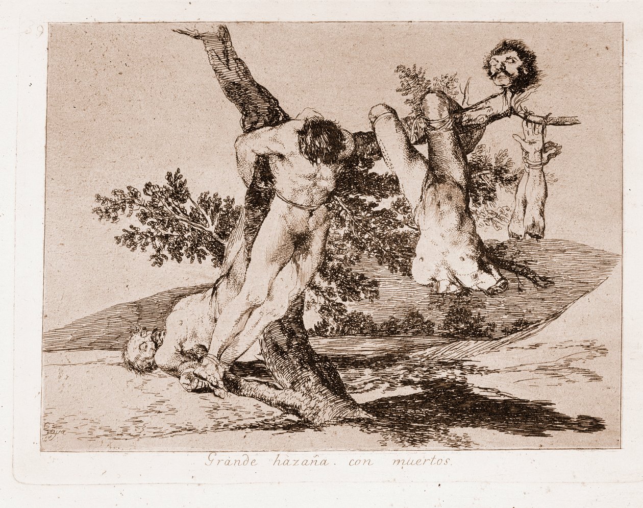 Los Desastres de la Guerra: ¡Gran hazaña con los muertos! (Grabado después del dibujo preparatorio) de Francisco de Goya