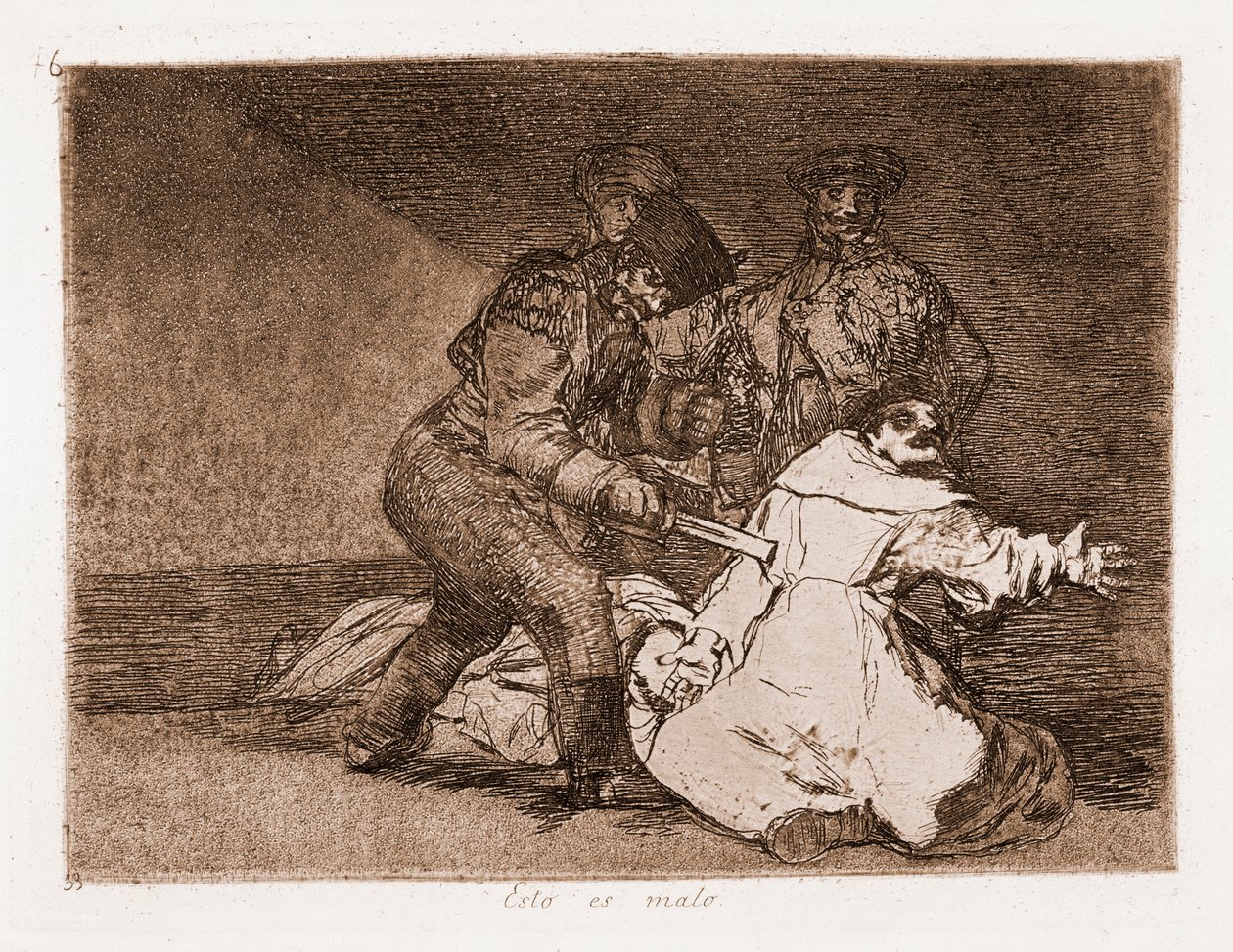 Los Desastres de la Guerra: Esto es malo (aguafuerte del dibujo preparatorio) de Francisco de Goya