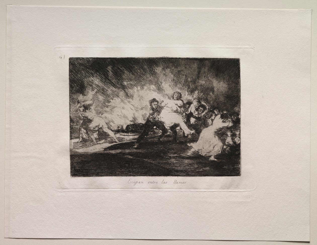 Los Horrores de la Guerra: Escapan a Través de las Llamas de Francisco de Goya