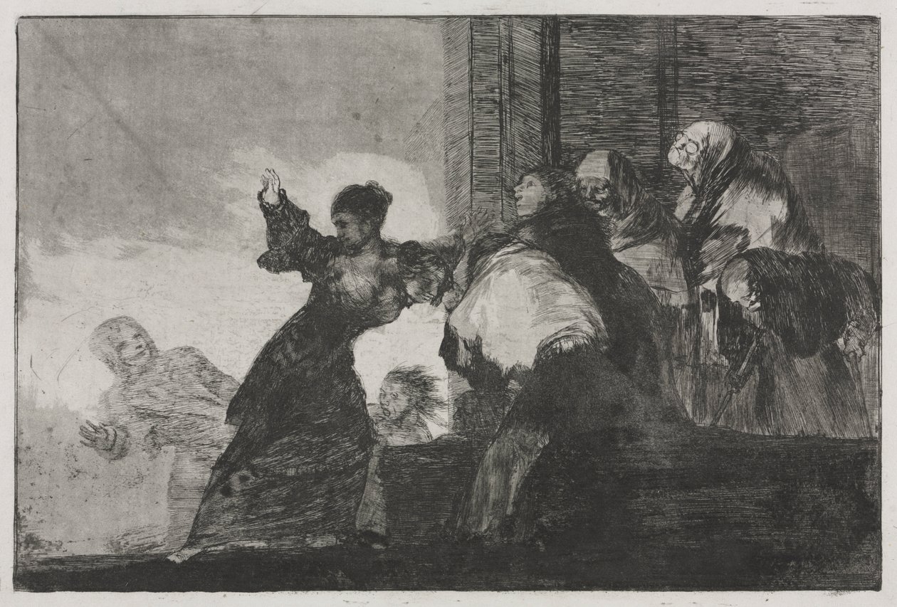 Los proverbios: Dos cabezas piensan mejor que una o Pobre locura, 1816-1823 impreso c. 1863 de Francisco de Goya
